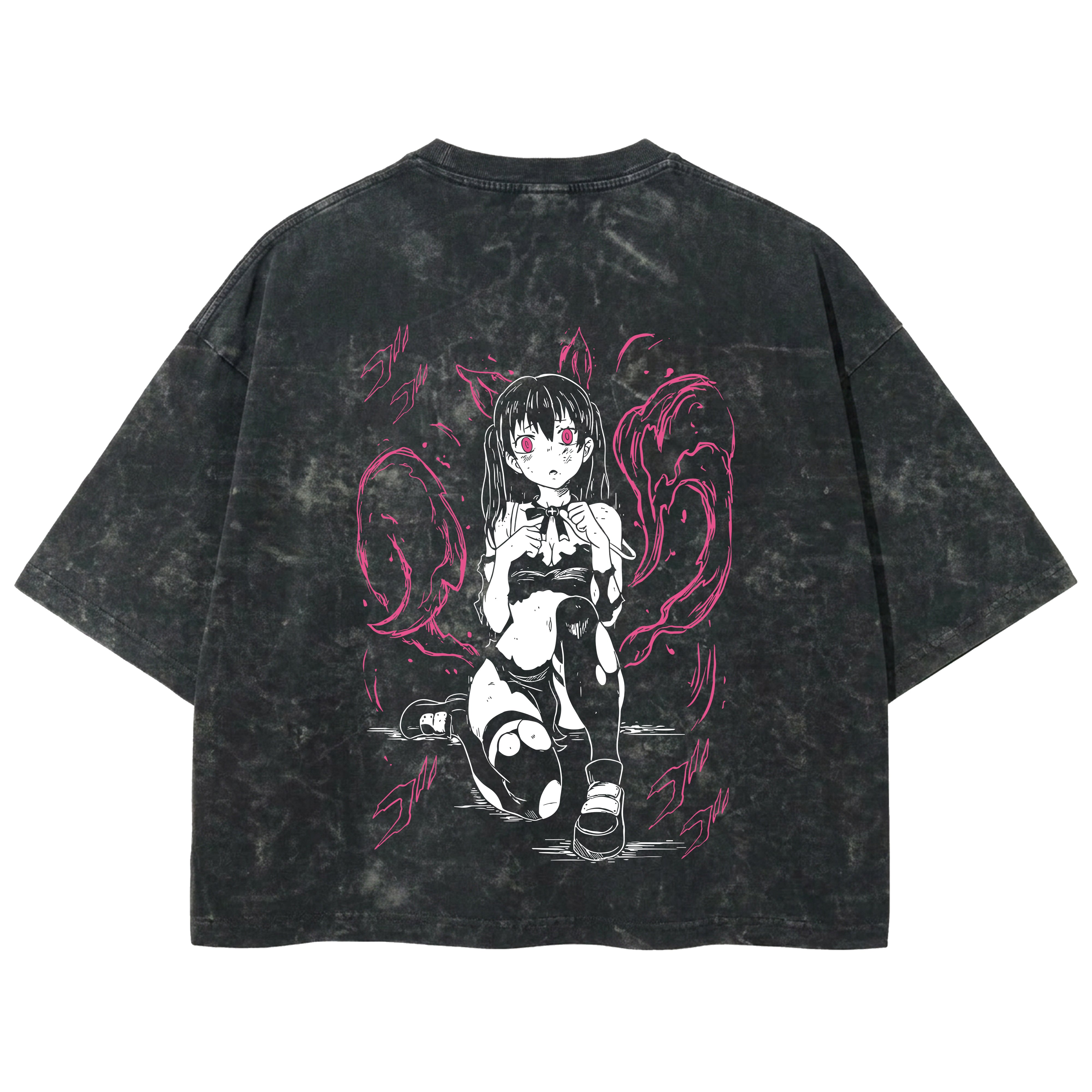 Playera streetwear premium de anime y gaming ExtraLife MX, corte boxy deluxe mineral wash heavyweight en color Acid Wash, moda urbana mexicana de culto.
