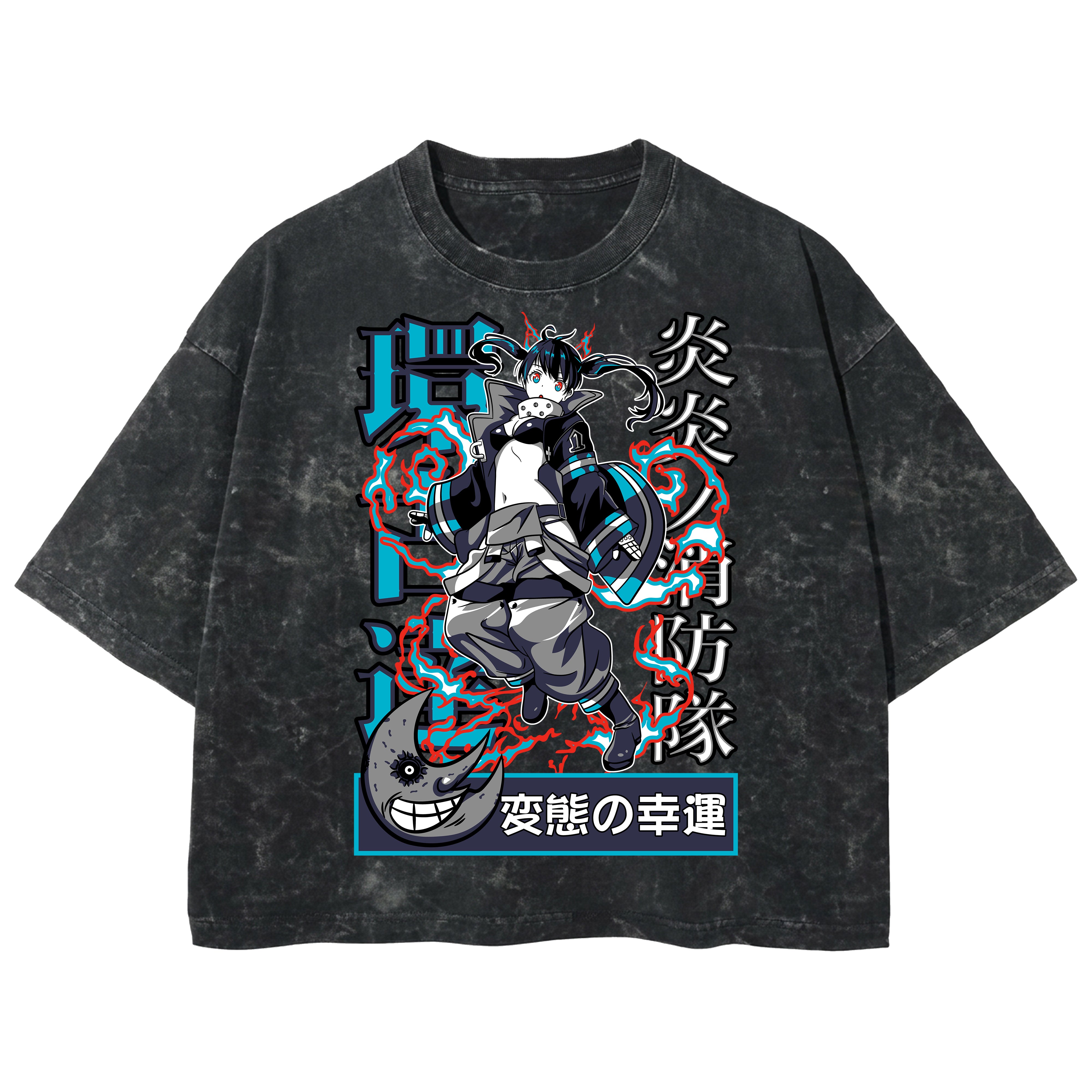 Playera streetwear premium de anime y gaming ExtraLife MX, corte boxy deluxe mineral wash heavyweight en color Acid Wash, moda urbana mexicana de culto.