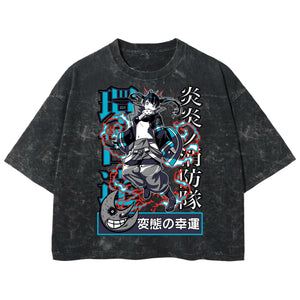 Playera streetwear premium de anime y gaming ExtraLife MX, corte boxy deluxe mineral wash heavyweight en color Acid Wash, moda urbana mexicana de culto.