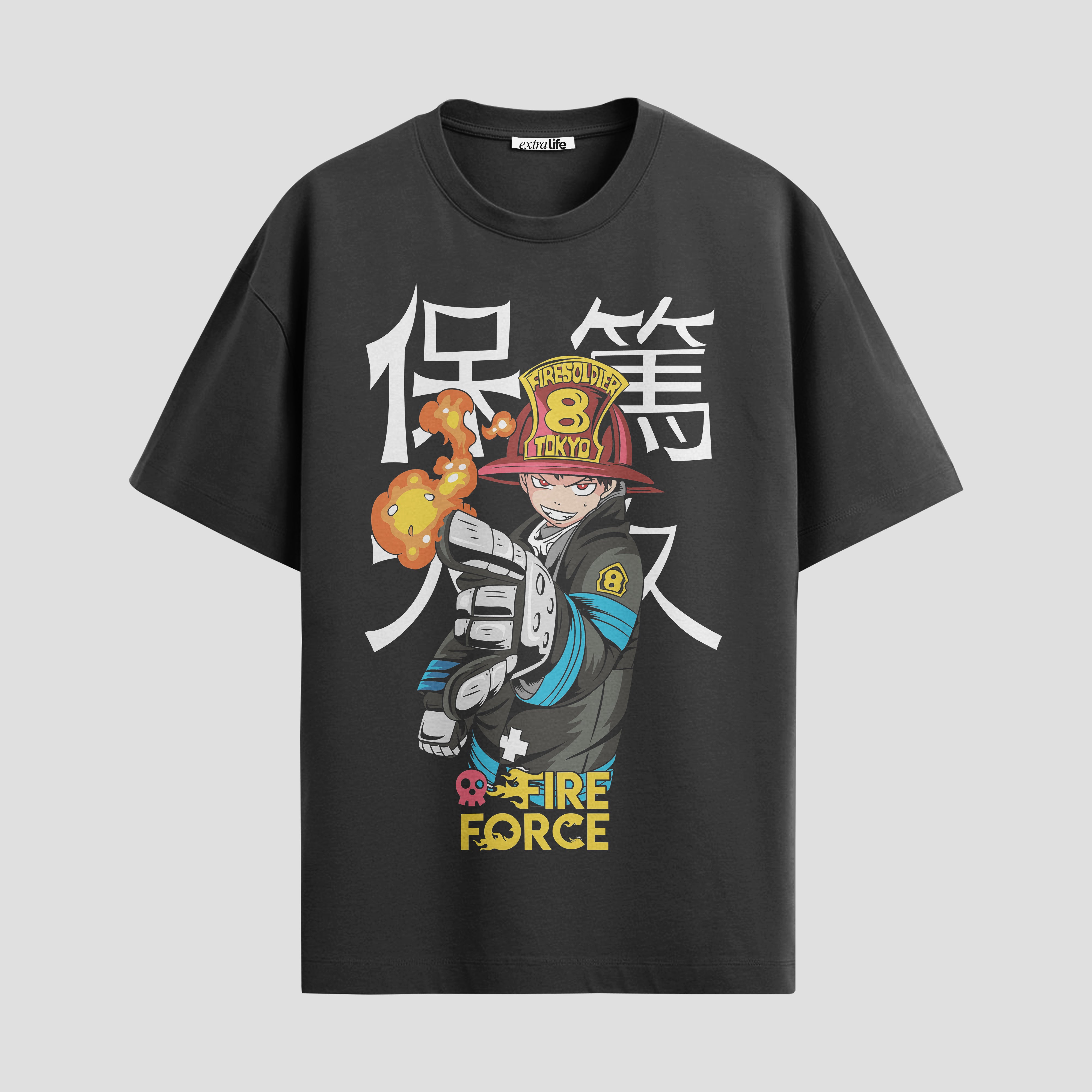 Playera urbana de anime y gaming ExtraLife MX, corte Standard Fit unisex ligero y transpirable en color Deep Black y Pure White, ropa de uso diario para gym y casual.
