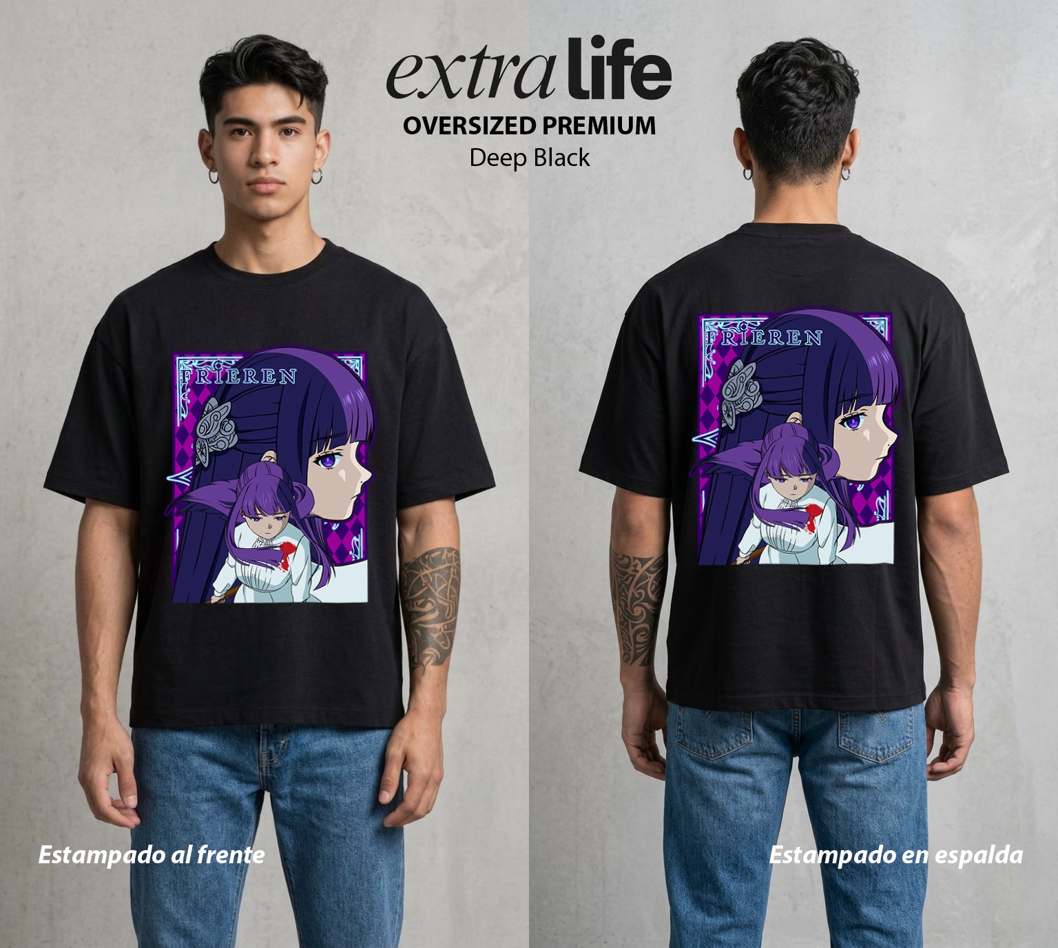 El Viaje sin Fin | La Elfa del Largo Viaje #01463 - Playera Oversized Premium | Deep Black - Foto en modelo