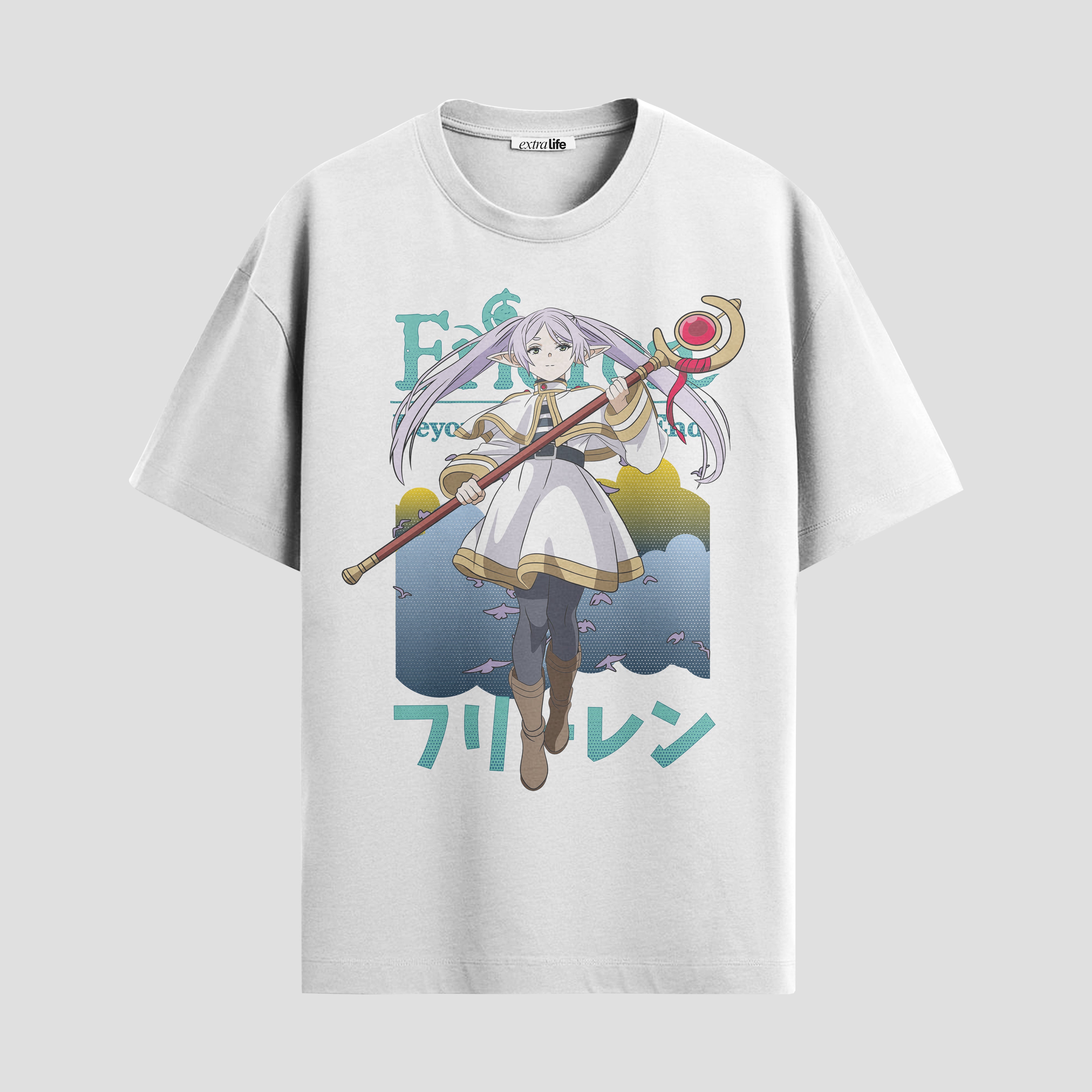 Playera urbana de anime y gaming ExtraLife MX, corte Standard Fit unisex ligero y transpirable en color Deep Black y Pure White, ropa de uso diario para gym y casual.