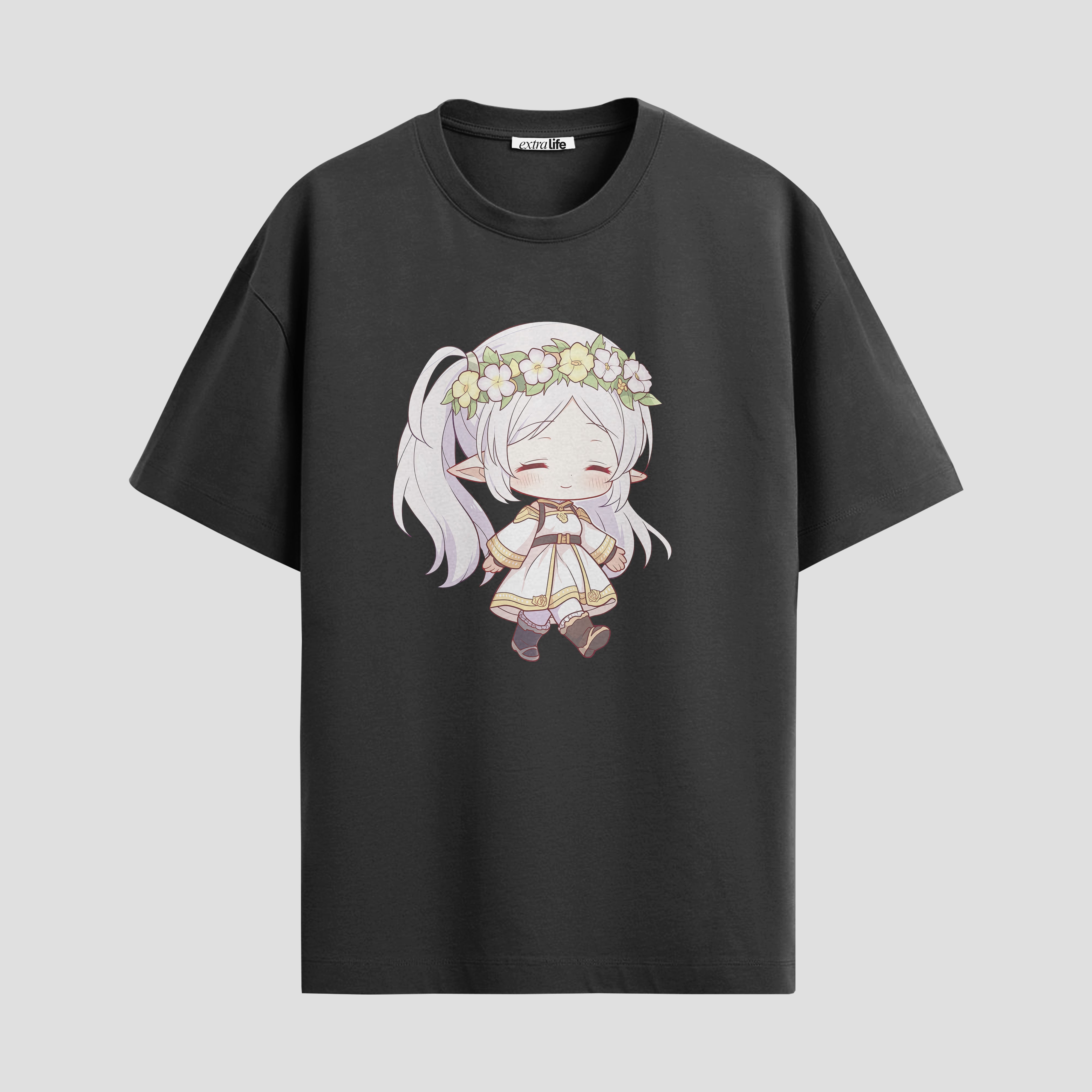 Playera urbana de anime y gaming ExtraLife MX, corte Standard Fit unisex ligero y transpirable en color Deep Black y Pure White, ropa de uso diario para gym y casual.