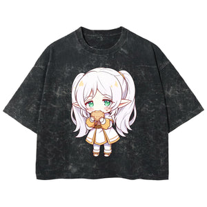 Playera streetwear premium de anime y gaming ExtraLife MX, corte boxy deluxe mineral wash heavyweight en color Acid Wash, moda urbana mexicana de culto.