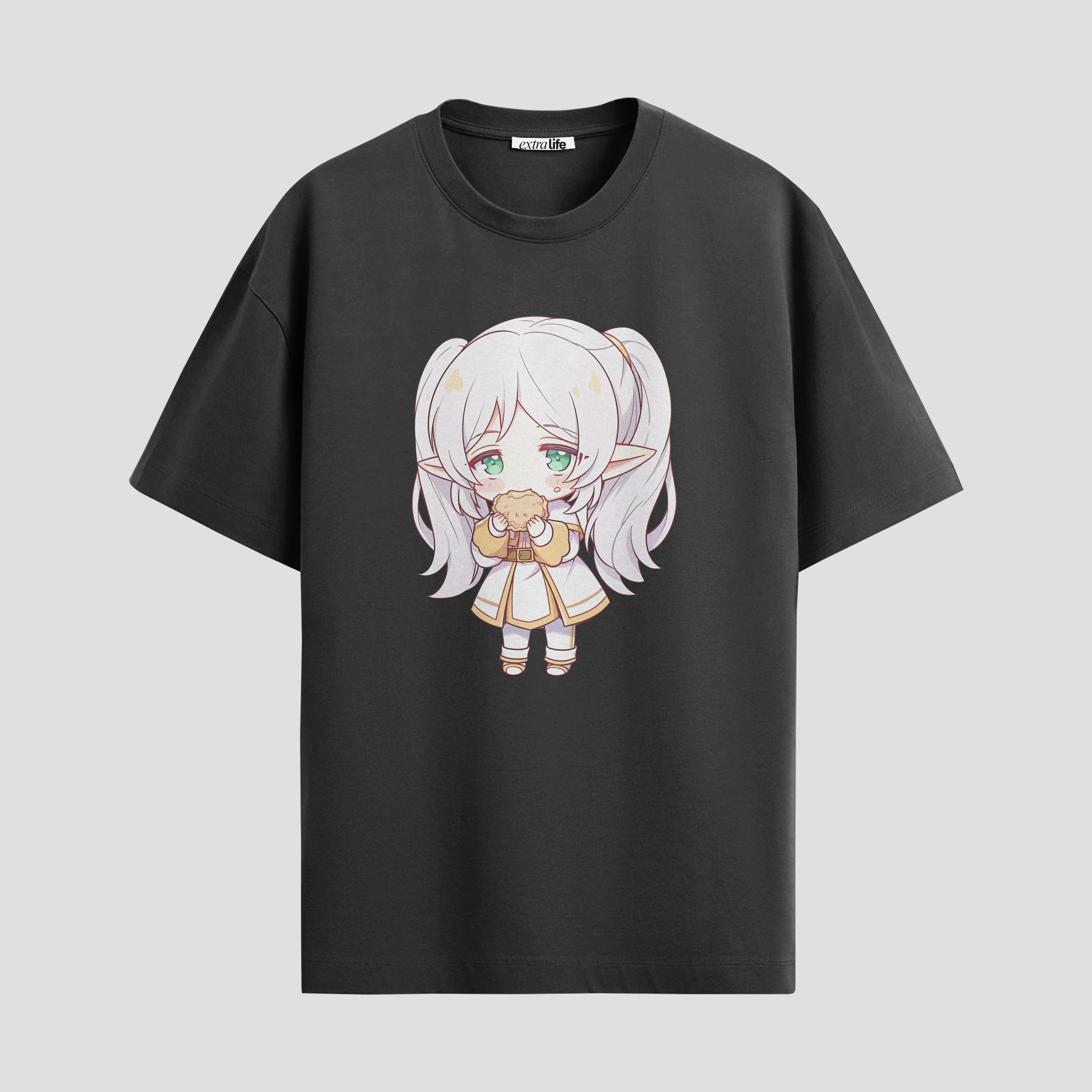 Playera urbana de anime y gaming ExtraLife MX, corte Standard Fit unisex ligero y transpirable en color Deep Black y Pure White, ropa de uso diario para gym y casual.