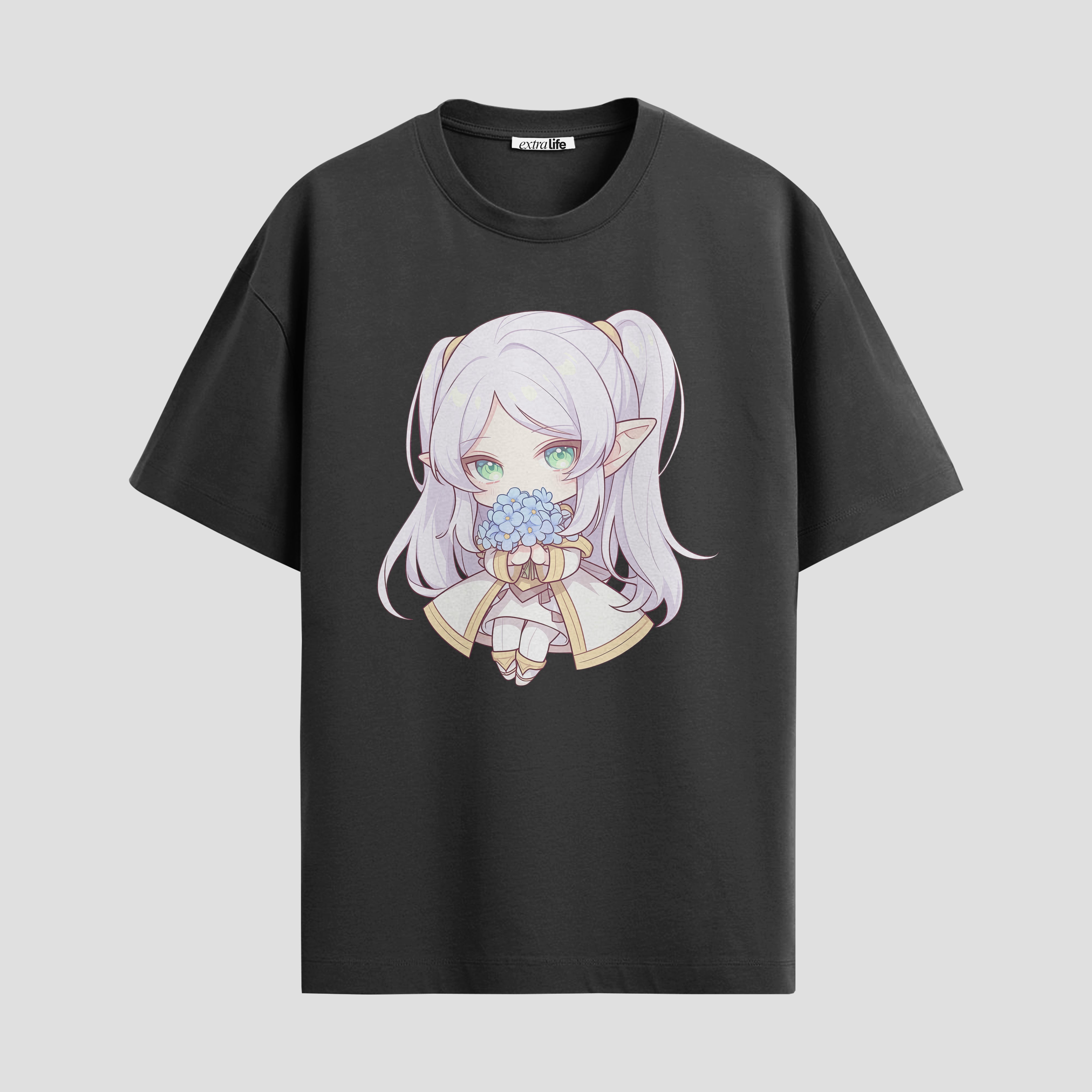 Playera urbana de anime y gaming ExtraLife MX, corte Standard Fit unisex ligero y transpirable en color Deep Black y Pure White, ropa de uso diario para gym y casual.