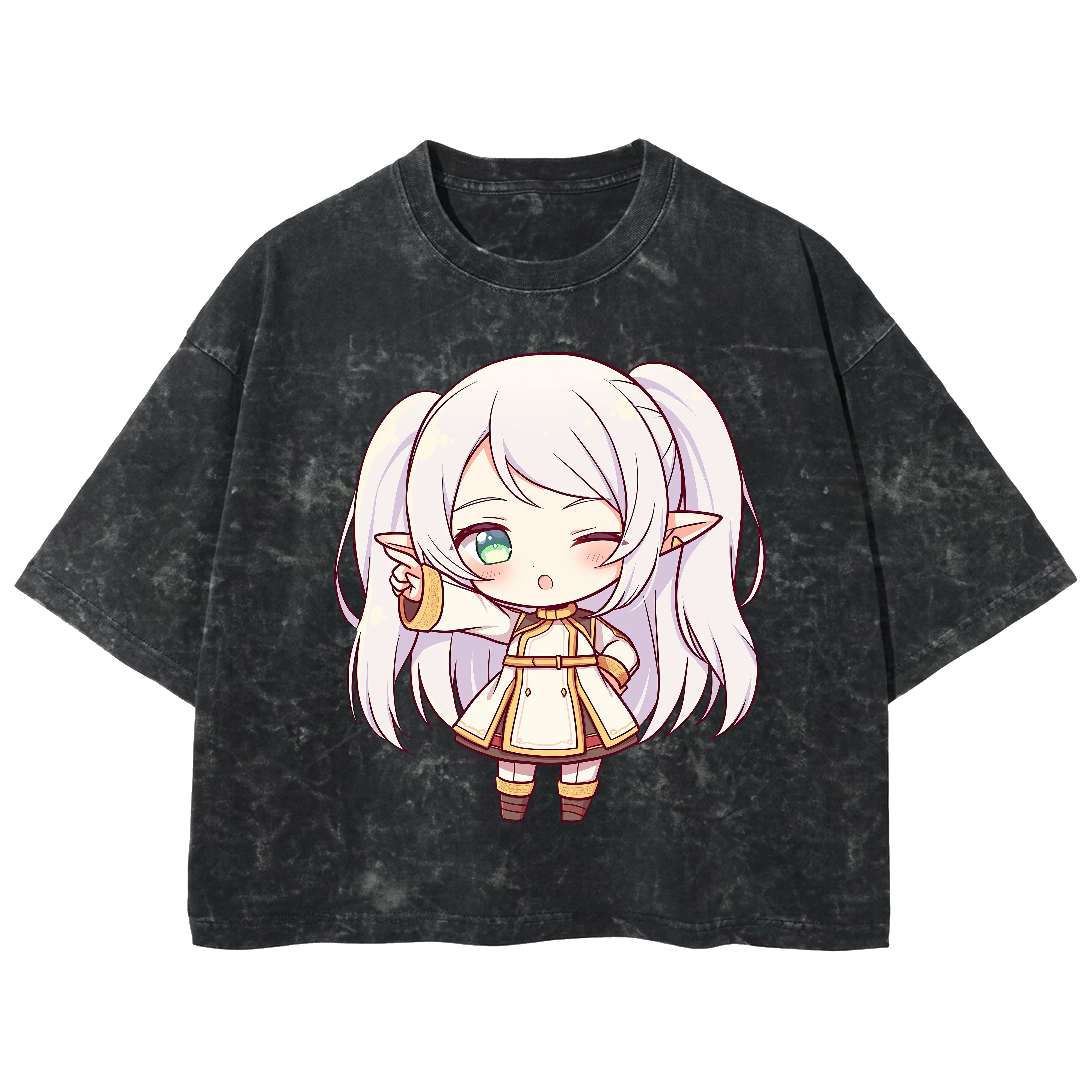 Playera streetwear premium de anime y gaming ExtraLife MX, corte boxy deluxe mineral wash heavyweight en color Acid Wash, moda urbana mexicana de culto.