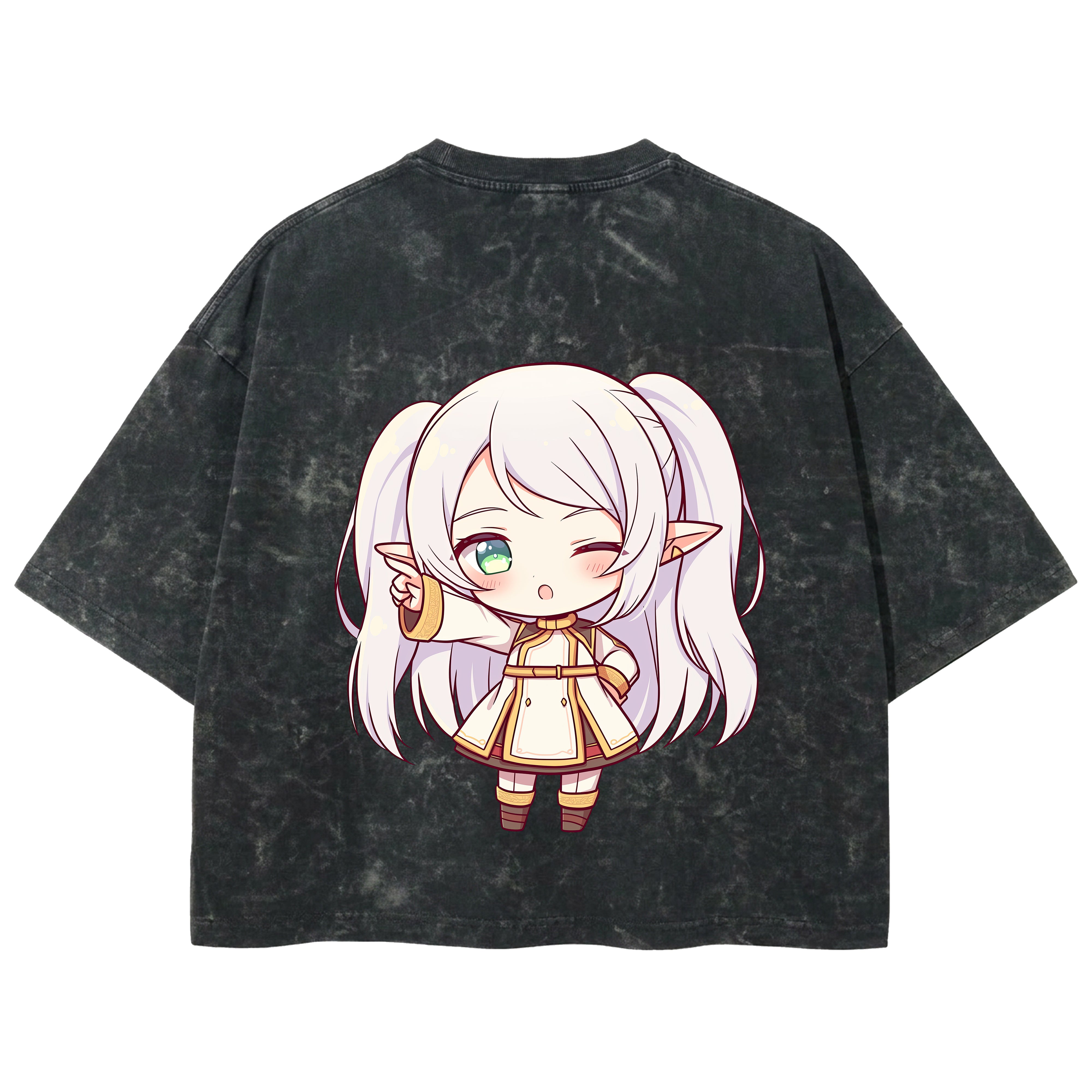 Playera streetwear premium de anime y gaming ExtraLife MX, corte boxy deluxe mineral wash heavyweight en color Acid Wash, moda urbana mexicana de culto.
