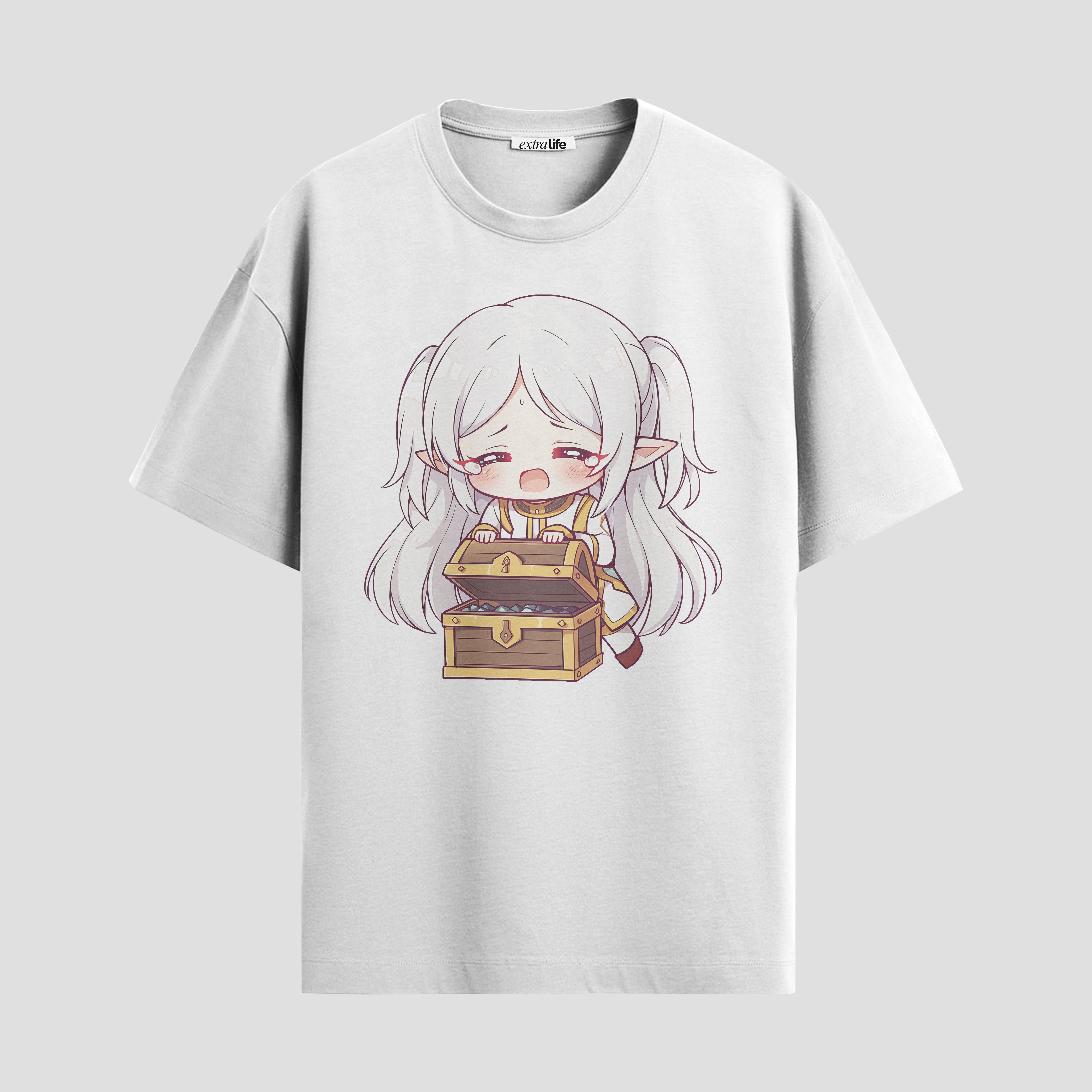 Playera urbana de anime y gaming ExtraLife MX, corte Standard Fit unisex ligero y transpirable en color Deep Black y Pure White, ropa de uso diario para gym y casual.