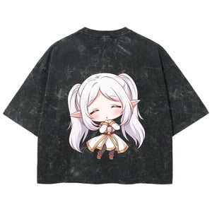 Playera streetwear premium de anime y gaming ExtraLife MX, corte boxy deluxe mineral wash heavyweight en color Acid Wash, moda urbana mexicana de culto.