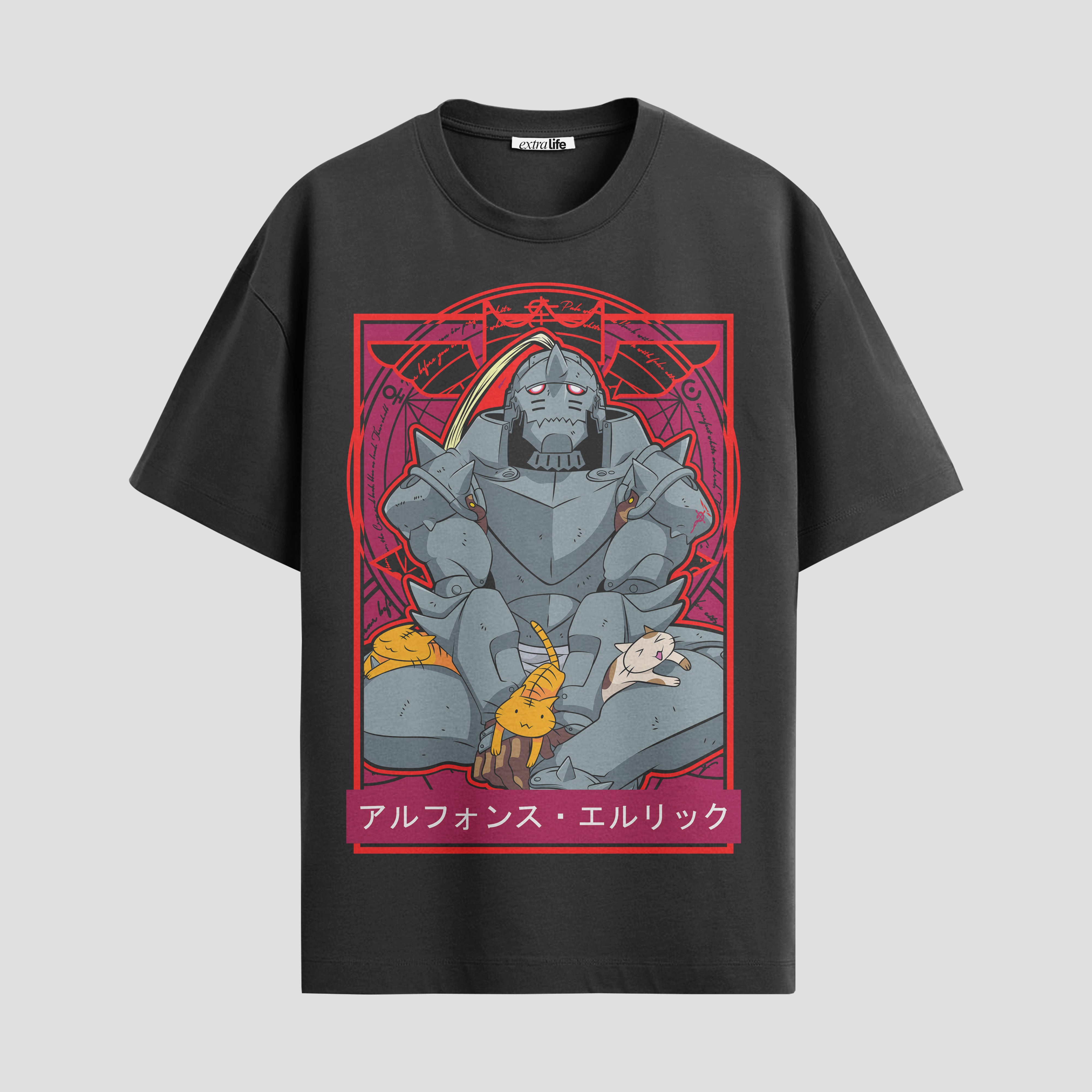 Playera urbana de anime y gaming ExtraLife MX, corte Standard Fit unisex ligero y transpirable en color Deep Black y Pure White, ropa de uso diario para gym y casual.