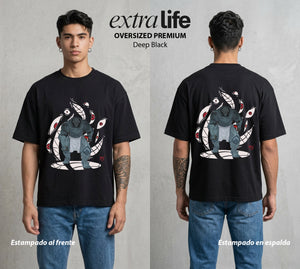 El Precio de la Alquimia | La Armadura del Hermano #01475 - Playera Oversized Premium | Deep Black - Foto en modelo