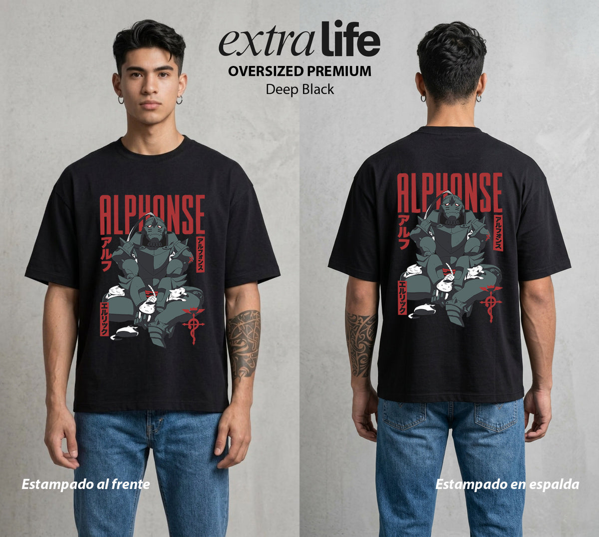 El Precio de la Alquimia | El Corazon de Metal #01476 - Playera Oversized Premium | Deep Black - Foto en modelo