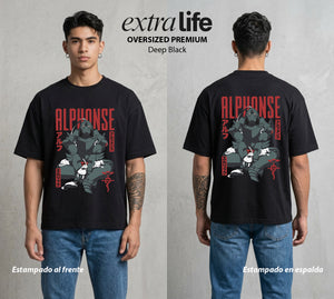 El Precio de la Alquimia | El Corazon de Metal #01476 - Playera Oversized Premium | Deep Black - Foto en modelo