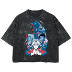 Playera streetwear premium de anime y gaming ExtraLife MX, corte boxy deluxe mineral wash heavyweight en color Acid Wash, moda urbana mexicana de culto.