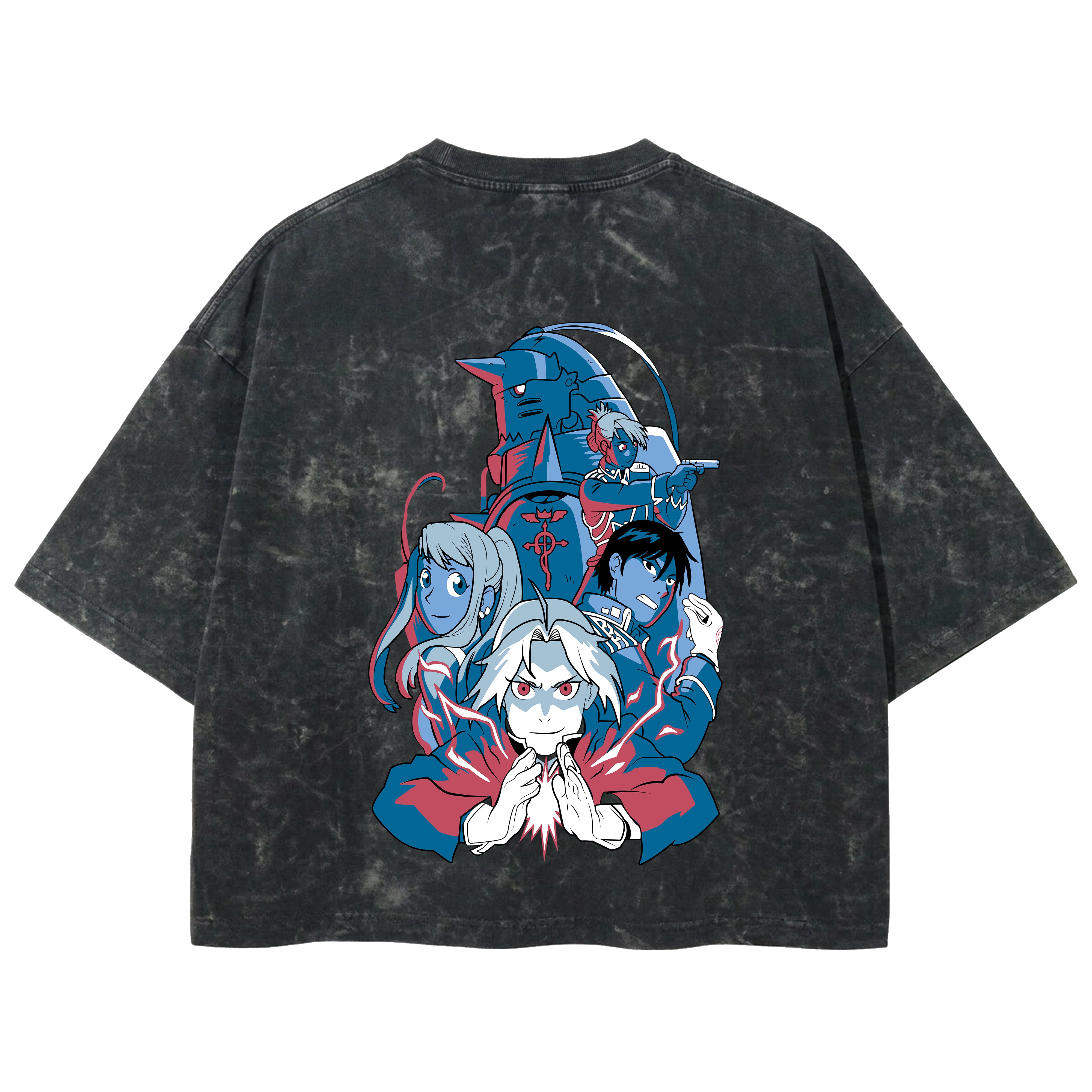 Playera streetwear premium de anime y gaming ExtraLife MX, corte boxy deluxe mineral wash heavyweight en color Acid Wash, moda urbana mexicana de culto.