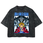 Playera streetwear premium de anime y gaming ExtraLife MX, corte boxy deluxe mineral wash heavyweight en color Acid Wash, moda urbana mexicana de culto.
