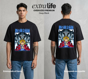 El Precio de la Alquimia | El Alma en la Armadura #01479 - Playera Oversized Premium | Deep Black - Foto en modelo