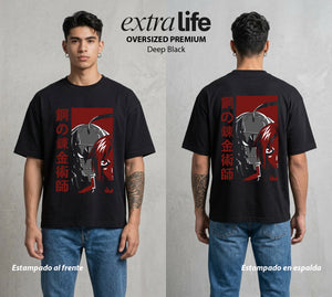 El Precio de la Alquimia | El Alma en la Armadura #01481 - Playera Oversized Premium | Deep Black - Foto en modelo