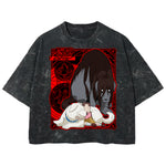 Playera streetwear premium de anime y gaming ExtraLife MX, corte boxy deluxe mineral wash heavyweight en color Acid Wash, moda urbana mexicana de culto.