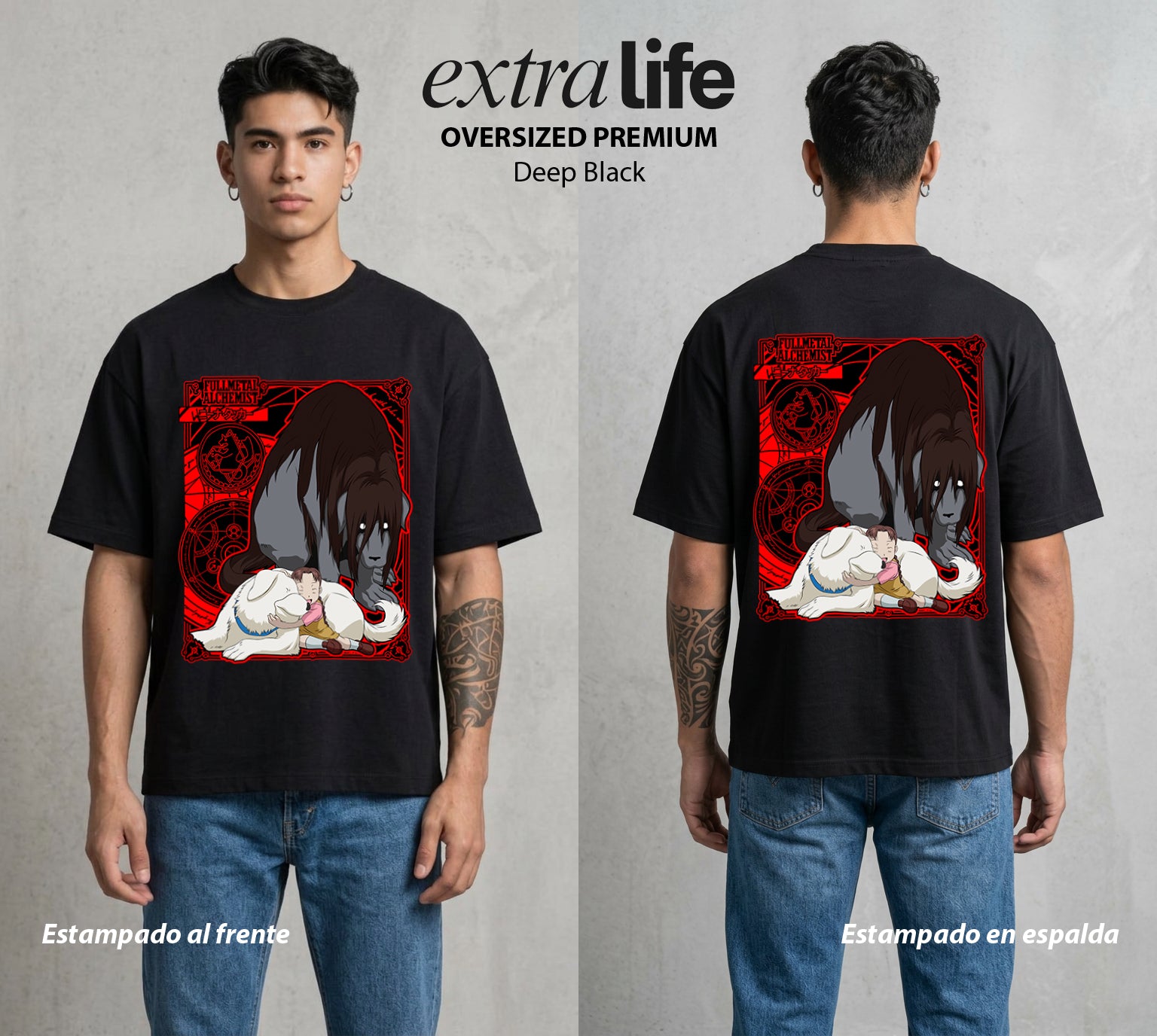 El Precio de la Alquimia | La Niña del Lab #01483 - Playera Oversized Premium | Deep Black - Foto en modelo