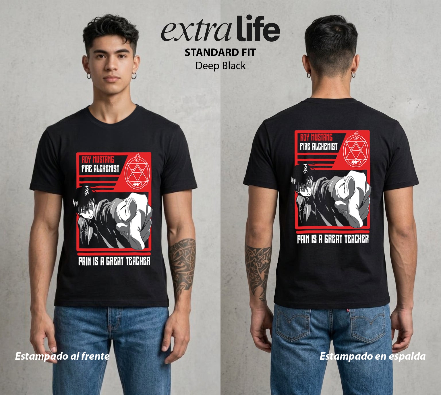 El Precio de la Alquimia | La Llama del Coronel #01485 - Playera Standard Fit | Deep Black - Foto en modelo