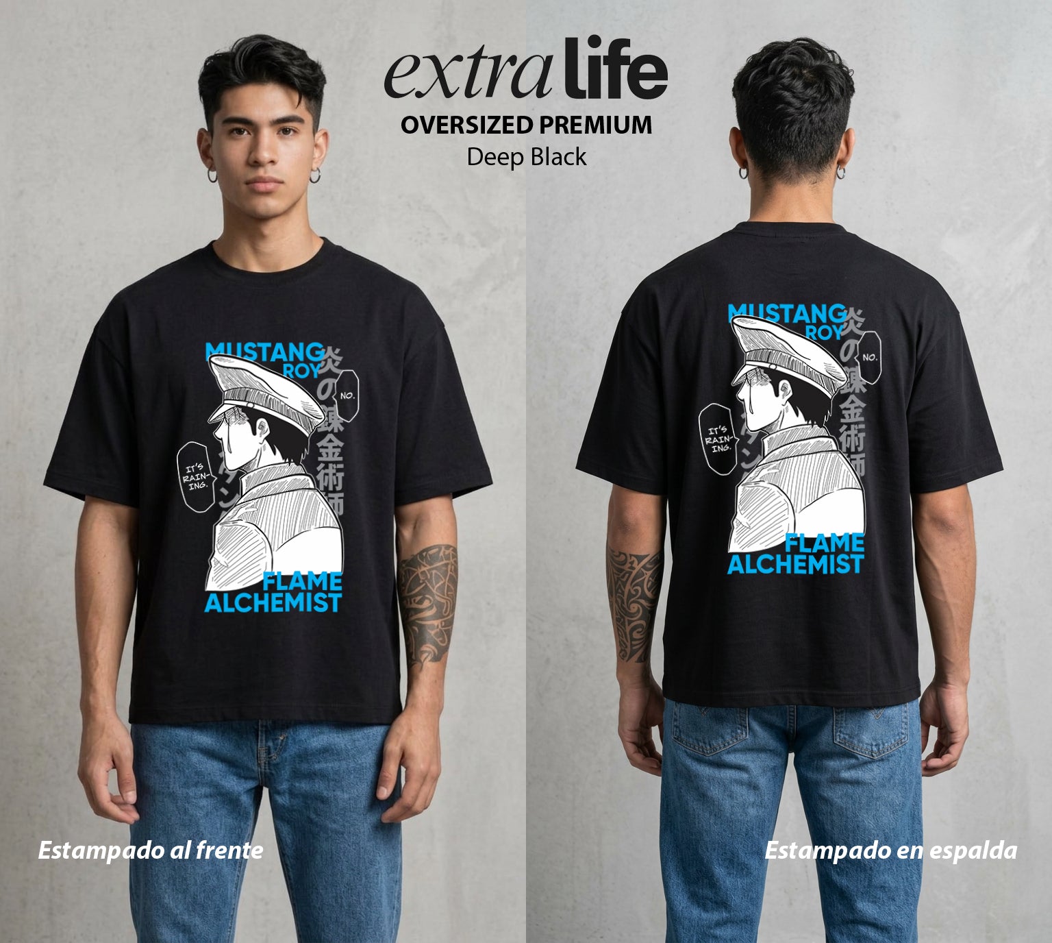 El Precio de la Alquimia | El Coronel del Fuego #01486 - Playera Oversized Premium | Deep Black - Foto en modelo