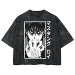 Playera streetwear premium de anime y gaming ExtraLife MX, corte boxy deluxe mineral wash heavyweight en color Acid Wash, moda urbana mexicana de culto.