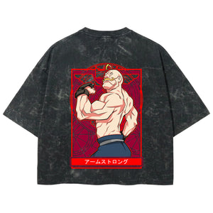 Playera streetwear premium de anime y gaming ExtraLife MX, corte boxy deluxe mineral wash heavyweight en color Acid Wash, moda urbana mexicana de culto.