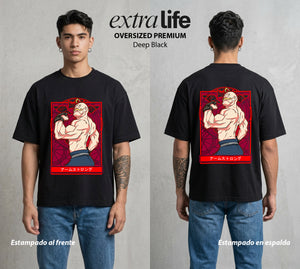 El Precio de la Alquimia | Musculos de Piedra #01489 - Playera Oversized Premium | Deep Black - Foto en modelo