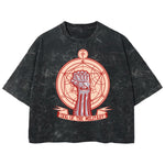 Playera streetwear premium de anime y gaming ExtraLife MX, corte boxy deluxe mineral wash heavyweight en color Acid Wash, moda urbana mexicana de culto.