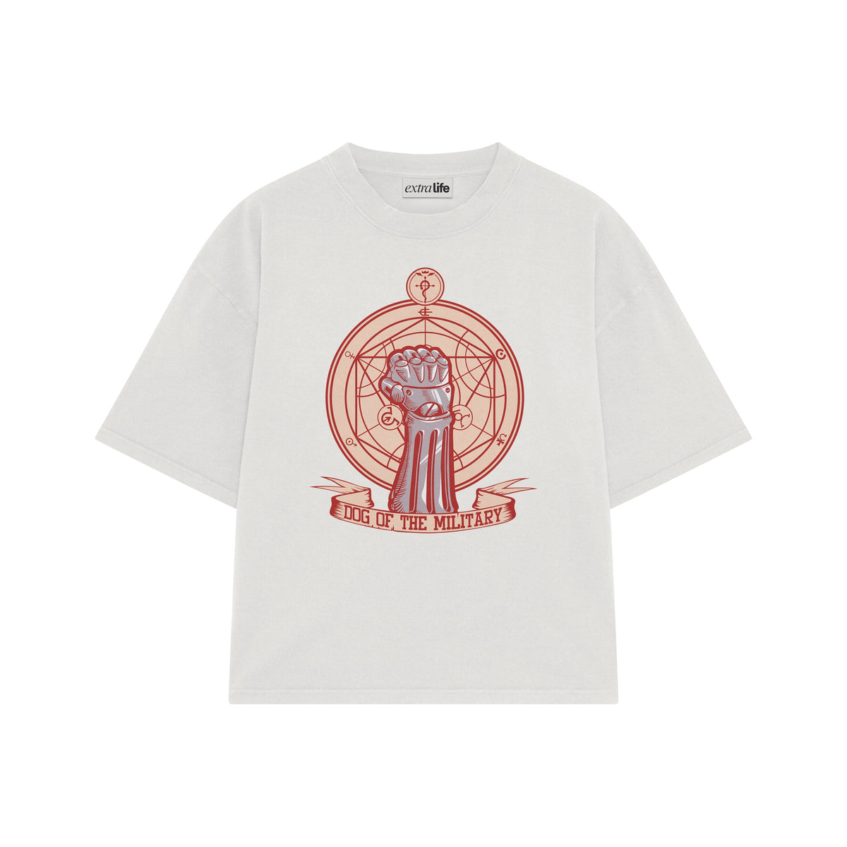 Playera streetwear premium de anime y gaming ExtraLife MX, corte oversized drop shoulder ligero y fresco en color Deep Black y Off-White, moda urbana mexicana de culto.
