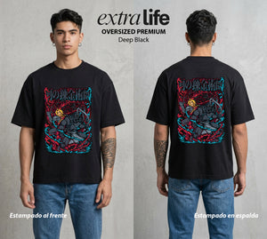 El Precio de la Alquimia | El Alma en la Armadura #01495 - Playera Oversized Premium | Deep Black - Foto en modelo