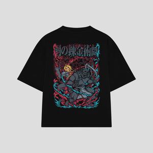 Playera streetwear premium de anime y gaming ExtraLife MX, corte oversized drop shoulder ligero y fresco en color Deep Black y Off-White, moda urbana mexicana de culto.