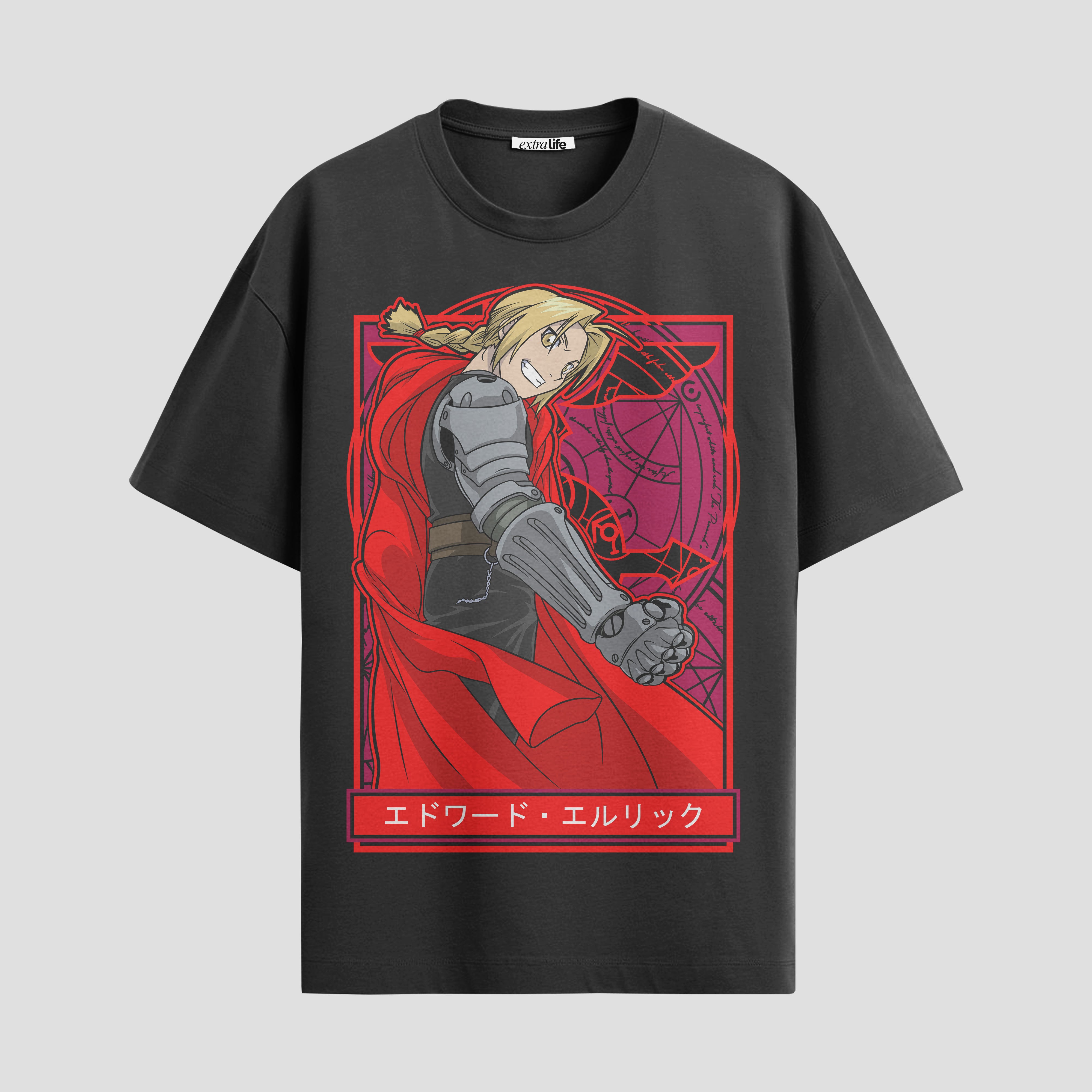 Playera urbana de anime y gaming ExtraLife MX, corte Standard Fit unisex ligero y transpirable en color Deep Black y Pure White, ropa de uso diario para gym y casual.