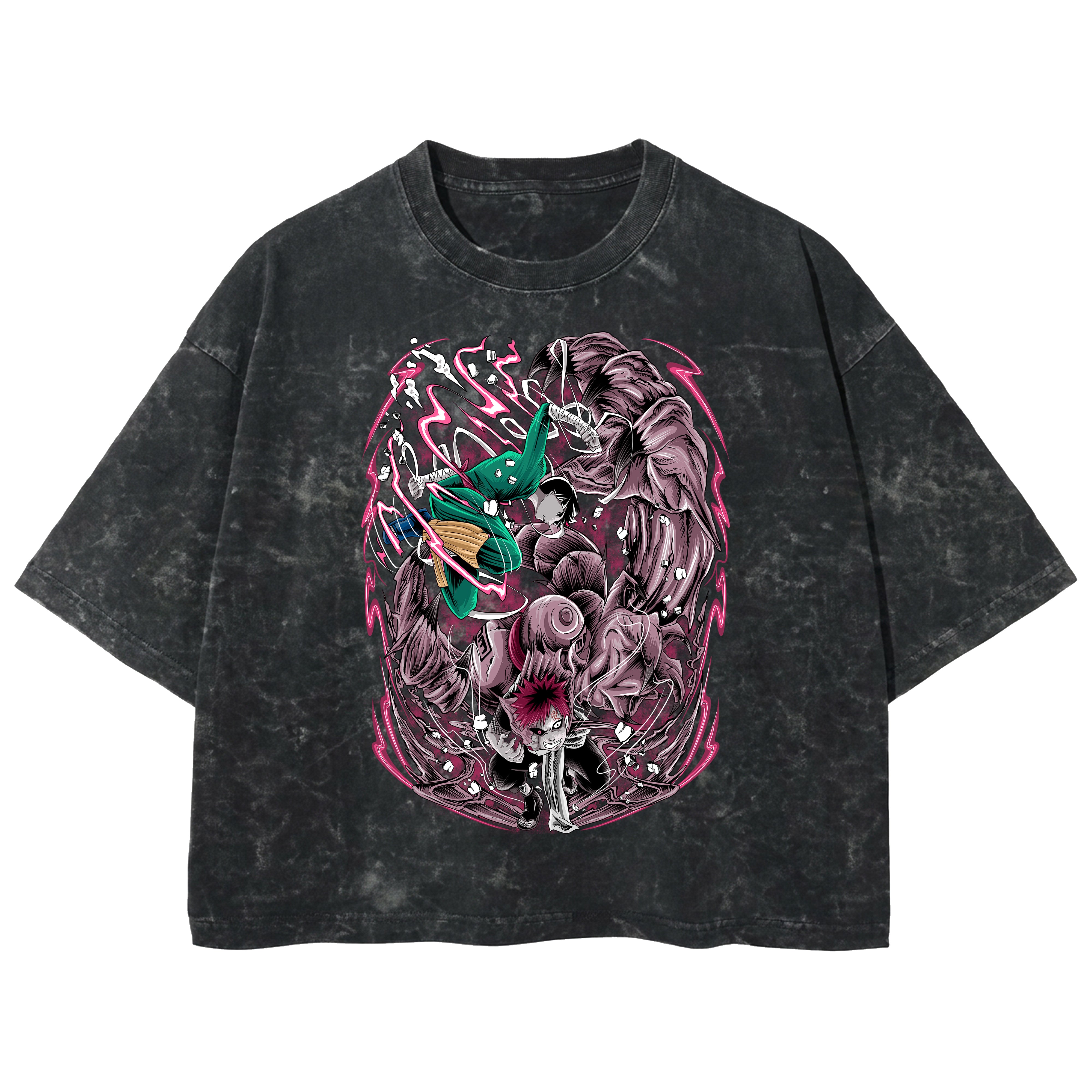 Playera streetwear premium de anime y gaming ExtraLife MX, corte boxy deluxe mineral wash heavyweight en color Acid Wash, moda urbana mexicana de culto.