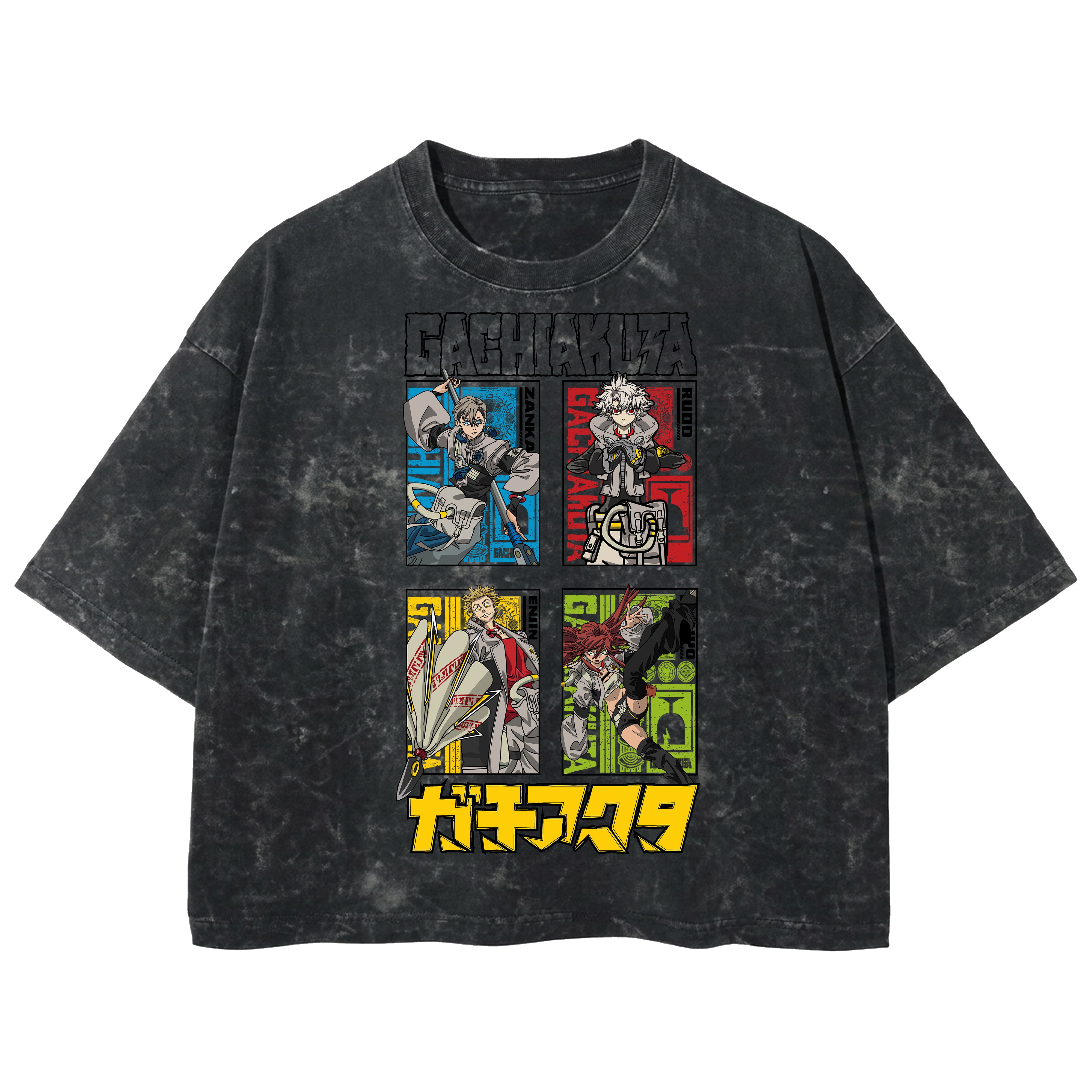 Playera streetwear premium de anime y gaming ExtraLife MX, corte boxy deluxe mineral wash heavyweight en color Acid Wash, moda urbana mexicana de culto.