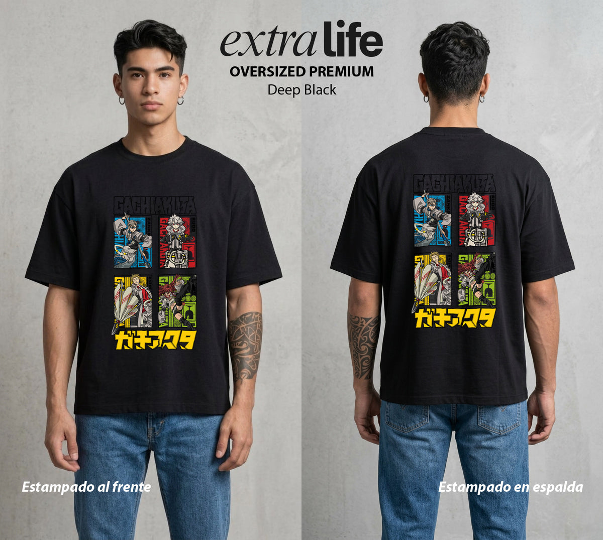 Arte del Desecho | Los del Vertedero #01500 - Playera Oversized Premium | Deep Black - Foto en modelo