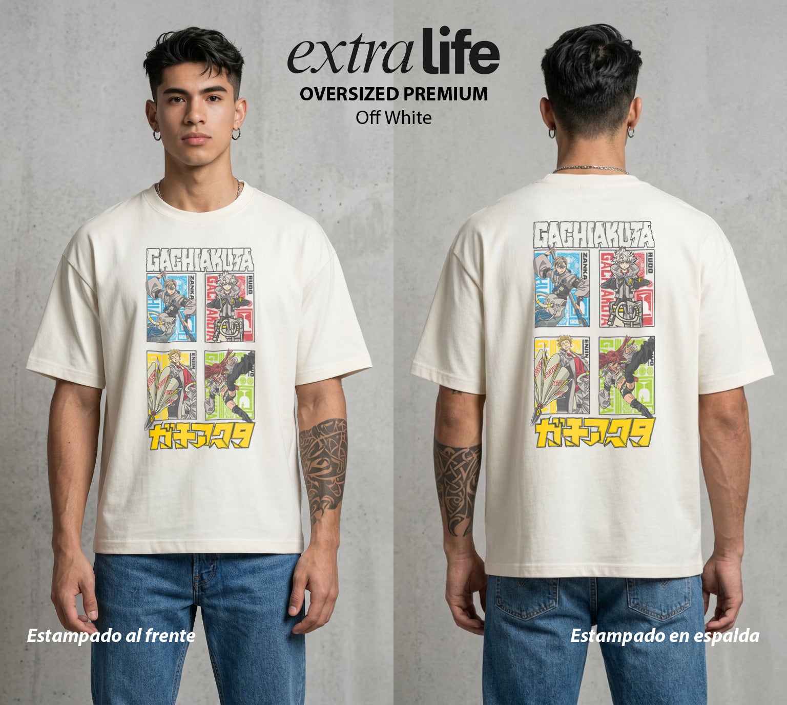 Arte del Desecho | Los del Vertedero #01500 - Playera Oversized Premium | Off White - Foto en modelo