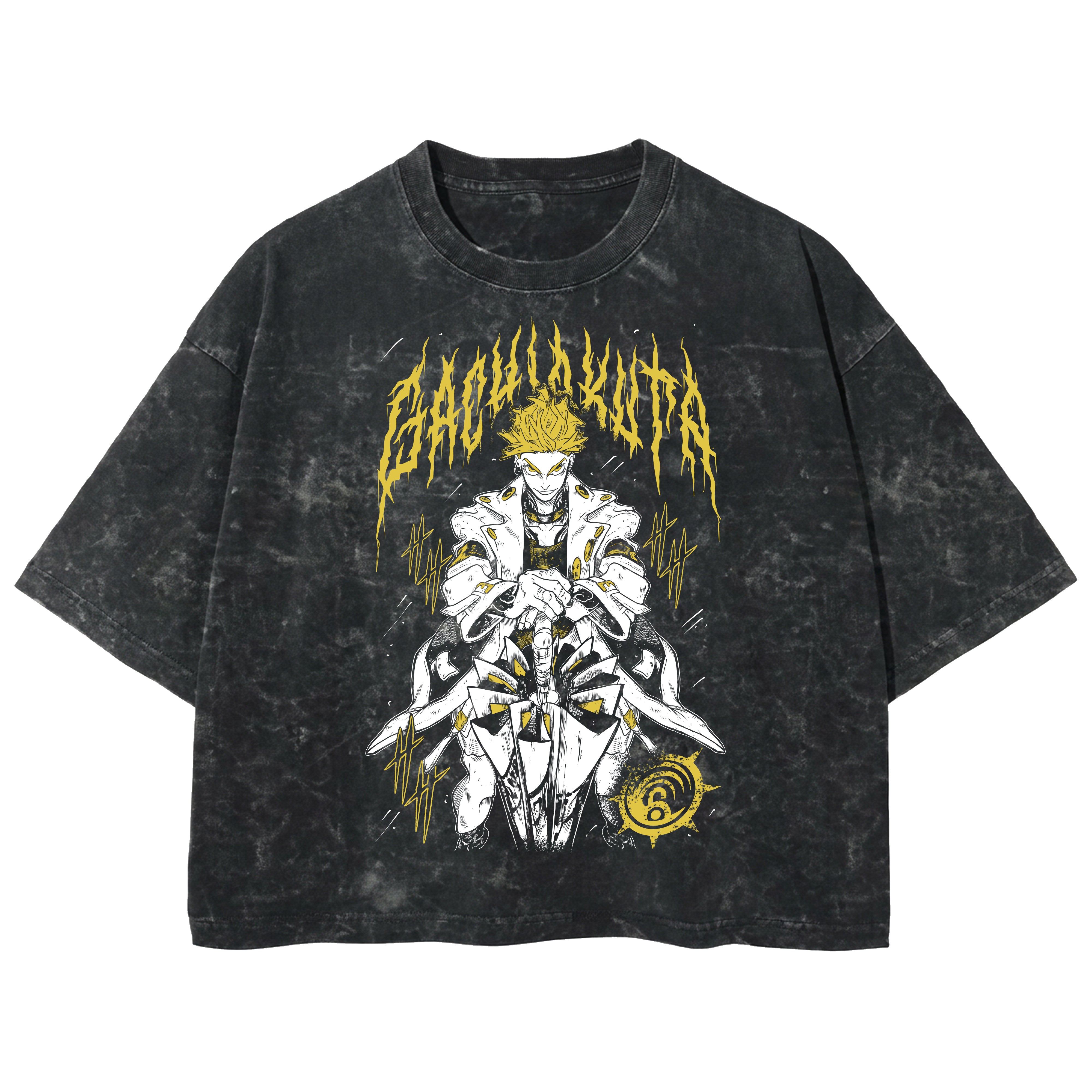 Playera streetwear premium de anime y gaming ExtraLife MX, corte boxy deluxe mineral wash heavyweight en color Acid Wash, moda urbana mexicana de culto.