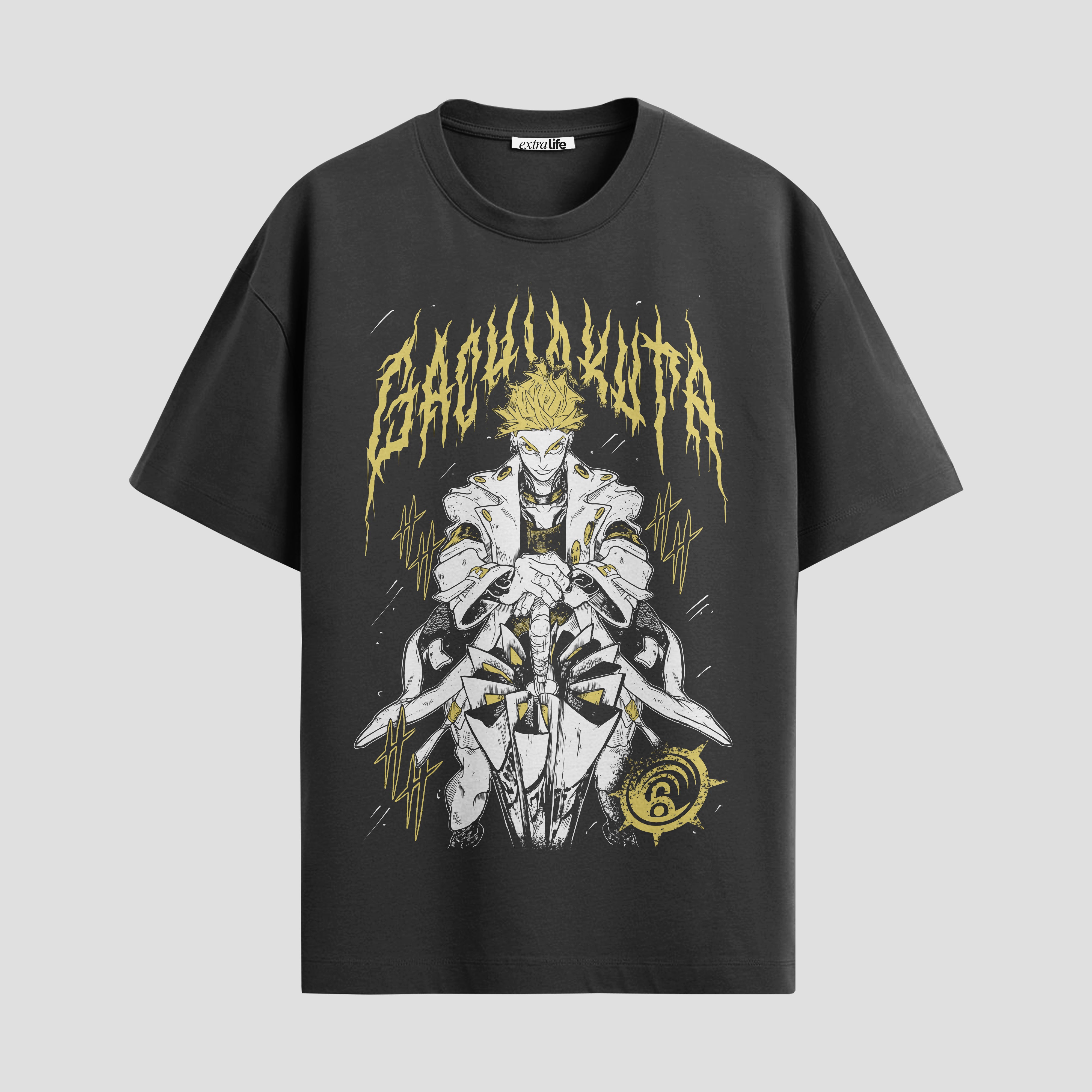 Playera urbana de anime y gaming ExtraLife MX, corte Standard Fit unisex ligero y transpirable en color Deep Black y Pure White, ropa de uso diario para gym y casual.
