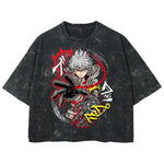 Playera streetwear premium de anime y gaming ExtraLife MX, corte boxy deluxe mineral wash heavyweight en color Acid Wash, moda urbana mexicana de culto.