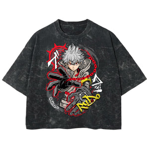Playera streetwear premium de anime y gaming ExtraLife MX, corte boxy deluxe mineral wash heavyweight en color Acid Wash, moda urbana mexicana de culto.