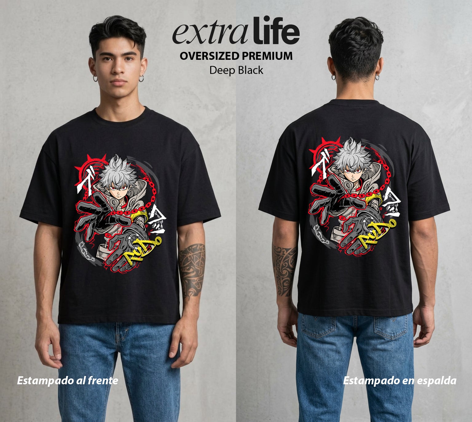 Arte del Desecho | El Artista del Desecho #01508 - Playera Oversized Premium | Deep Black - Foto en modelo