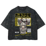 Playera streetwear premium de anime y gaming ExtraLife MX, corte boxy deluxe mineral wash heavyweight en color Acid Wash, moda urbana mexicana de culto.