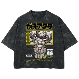 Playera streetwear premium de anime y gaming ExtraLife MX, corte boxy deluxe mineral wash heavyweight en color Acid Wash, moda urbana mexicana de culto.