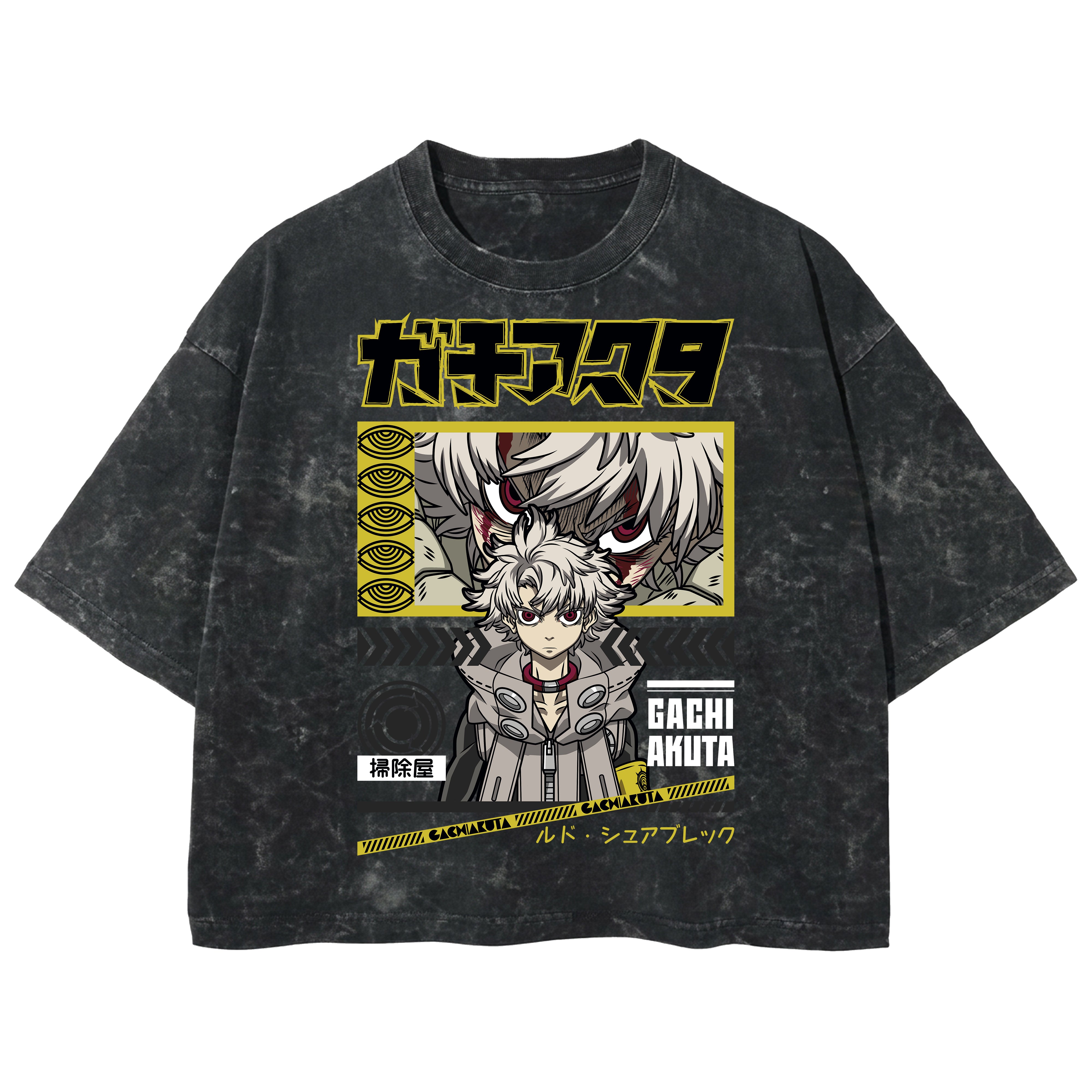 Playera streetwear premium de anime y gaming ExtraLife MX, corte boxy deluxe mineral wash heavyweight en color Acid Wash, moda urbana mexicana de culto.