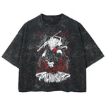 Playera streetwear premium de anime y gaming ExtraLife MX, corte boxy deluxe mineral wash heavyweight en color Acid Wash, moda urbana mexicana de culto.