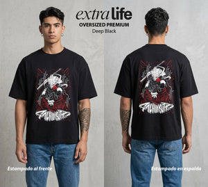 Arte del Desecho | El Arte del Abismo #01511 - Playera Oversized Premium | Deep Black - Foto en modelo