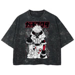 Playera streetwear premium de anime y gaming ExtraLife MX, corte boxy deluxe mineral wash heavyweight en color Acid Wash, moda urbana mexicana de culto.